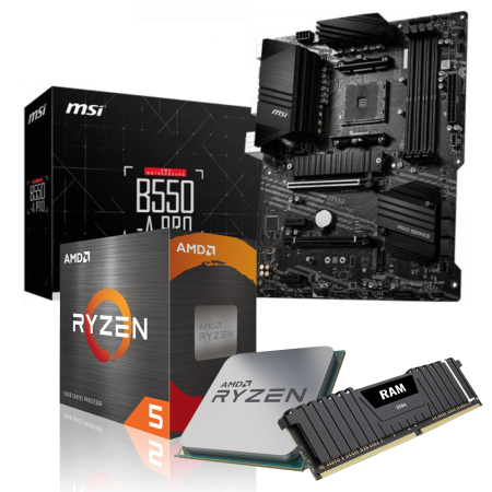 Aufrüst-Kit: MSI B550-A Pro - AMD Ryzen 5 5600X 6x 3.7 GHz - 16GB DDR4-3000 - ohne Grafik